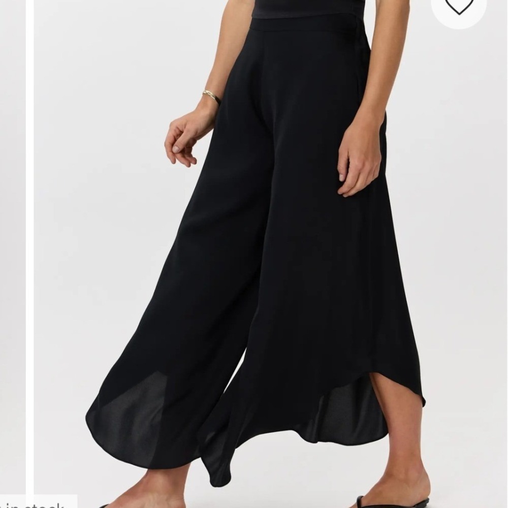 Quince Washable Stretch Silk Black Palazzo Pants Women L Quiet Luxury Minimalist